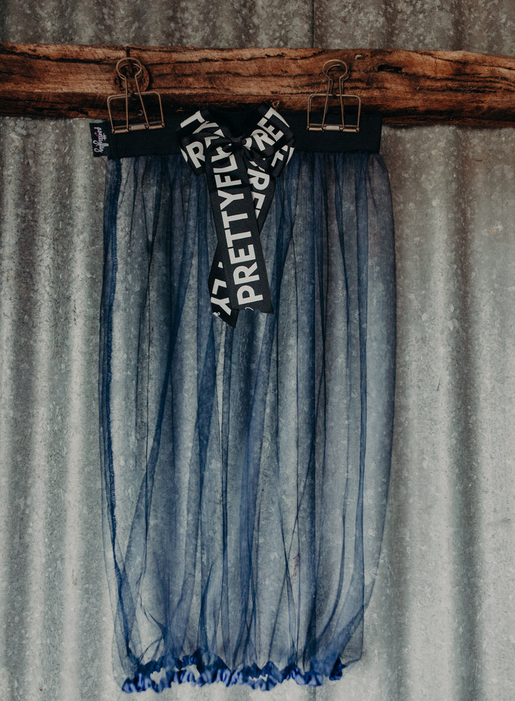 Navy blue fly net for wide brim hats